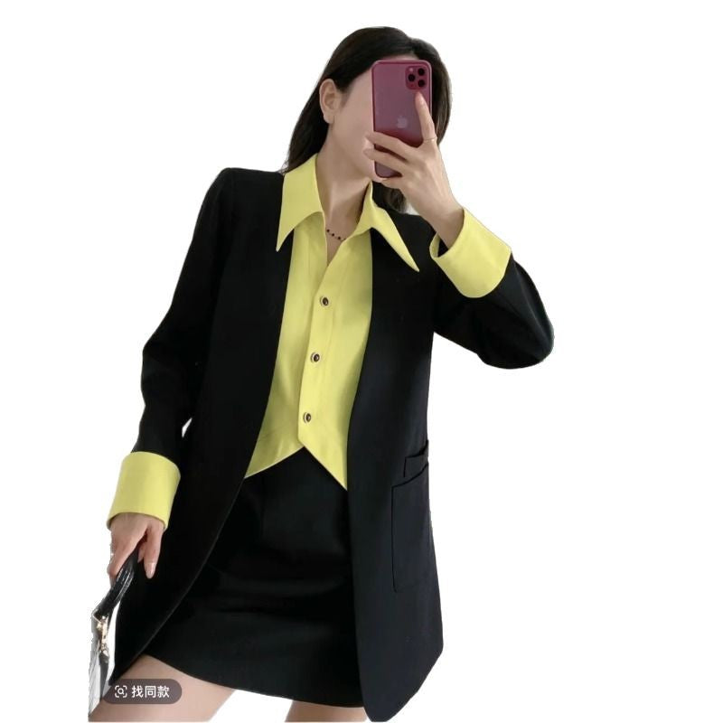 Dame elegant blazer sæt med chic krave og praktiske lommer Stilla