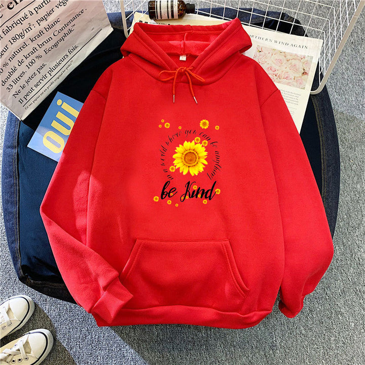 Kvinders hoodie med inspirerende solsikke design Skovae