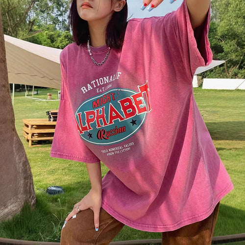 Dame Oversized T-shirt med kreativ tekst og afslappet pasform Stilla
