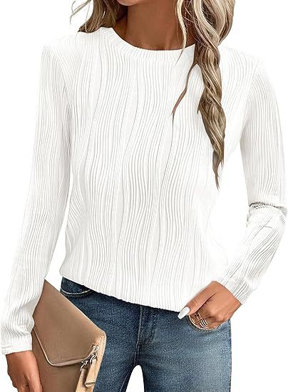 Dame Elegant Langærmet Bluse med Struktur Stilla