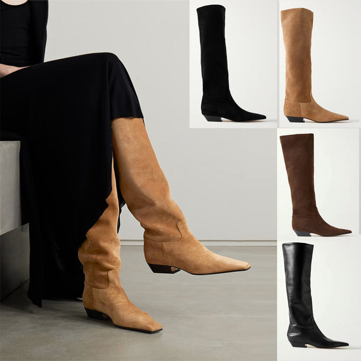 Femme Sleek Spidsfod Lårhøje Stiletto Støvler Stilla