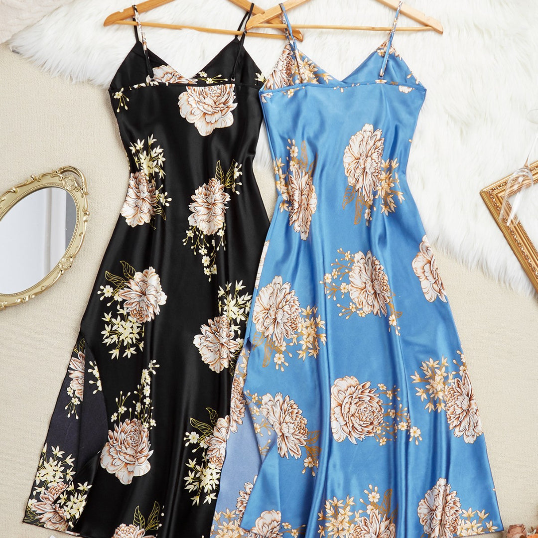 Femme Floral Satin Maxikjole Stilla