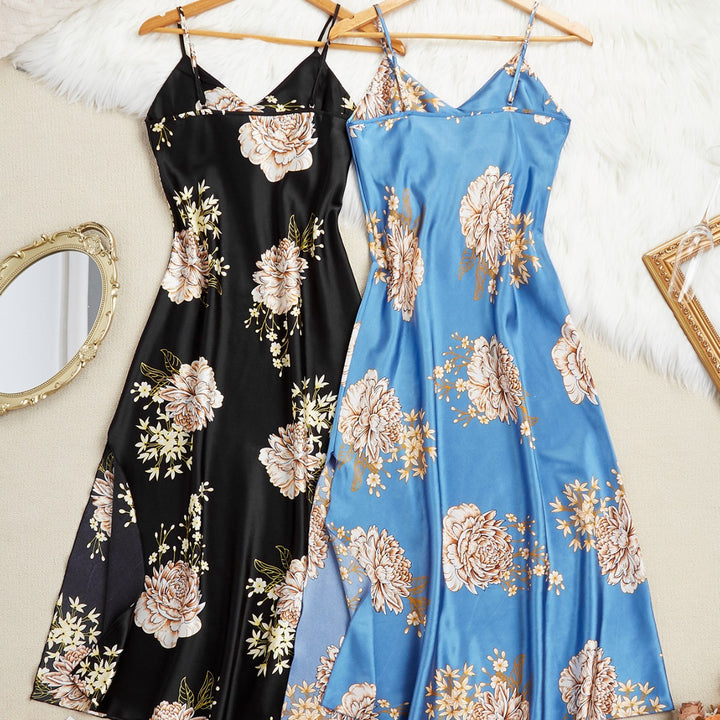 Femme Floral Satin Maxikjole Stilla