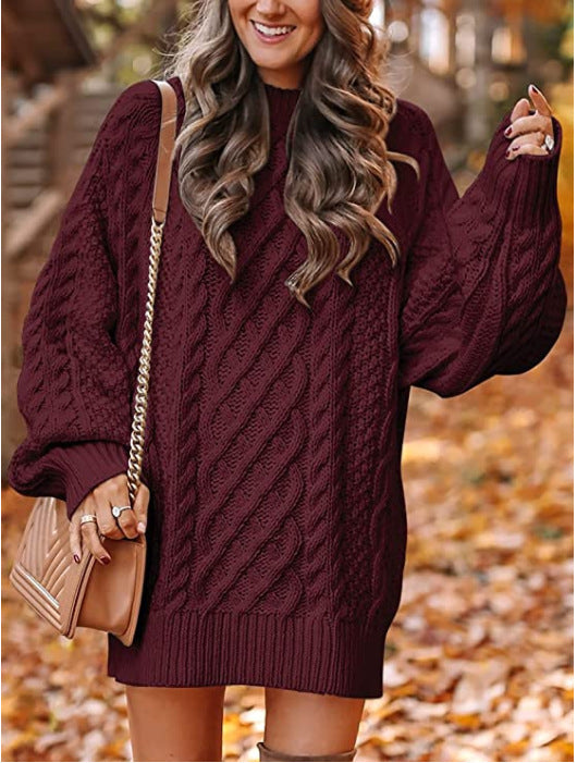 Kvinders stor strikket sweater med kabeldesign Stilla