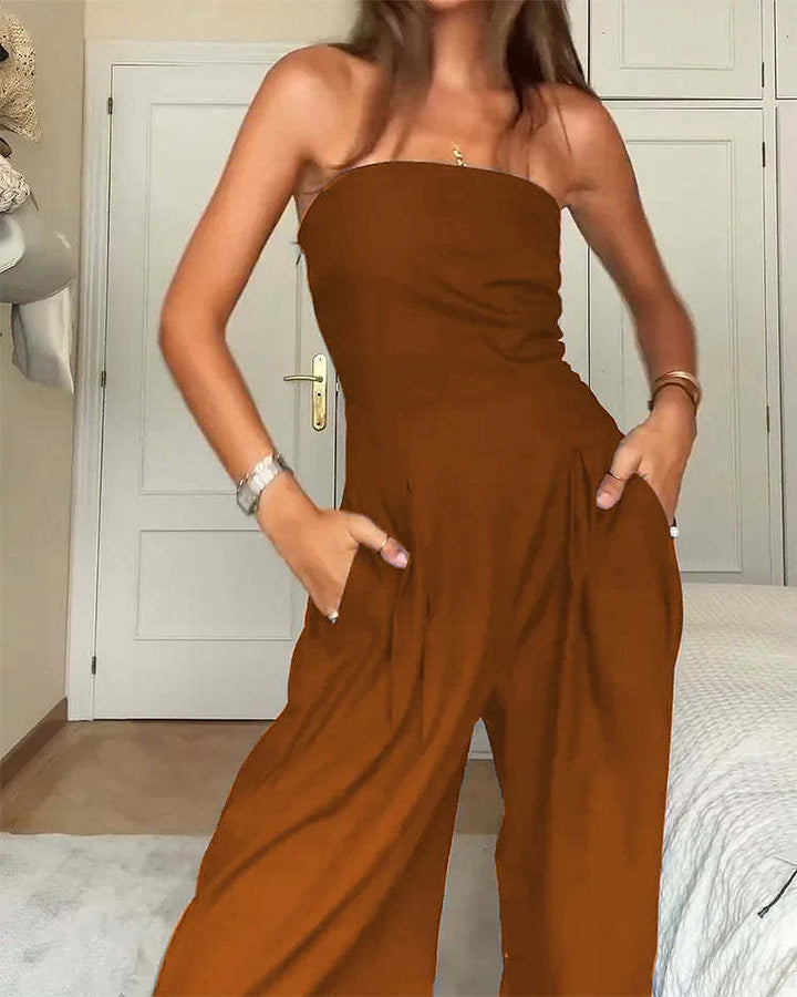 Dame Elegant Maxikjole med strapless design og lommer Stiila