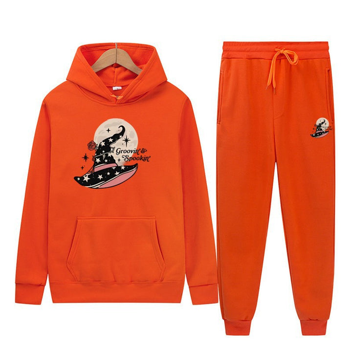 Dame Hoodie Sweatshirt og Joggingbukser Sæt med Cool Halloween Design Skovae