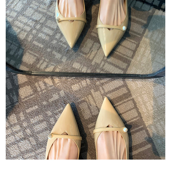 Damer Elegante Spids Tæer Flats med Perle Accent Stilla