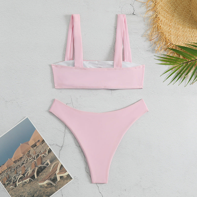 Dame Sporty Bikini-sæt med brede stropper og rynket top Stilla