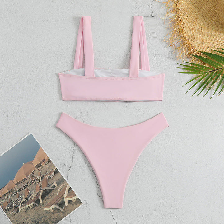 Dame Sporty Bikini-sæt med brede stropper og rynket top Stilla