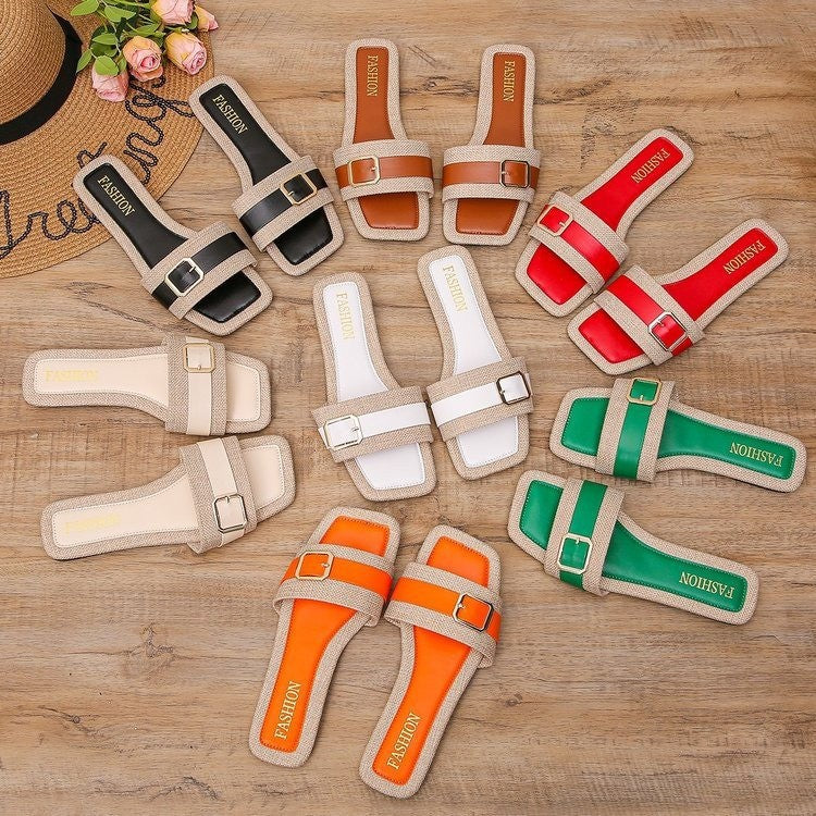 Dame Mode Slide-Sandaler med dekorativt bånd og komfortabel sål Stilla