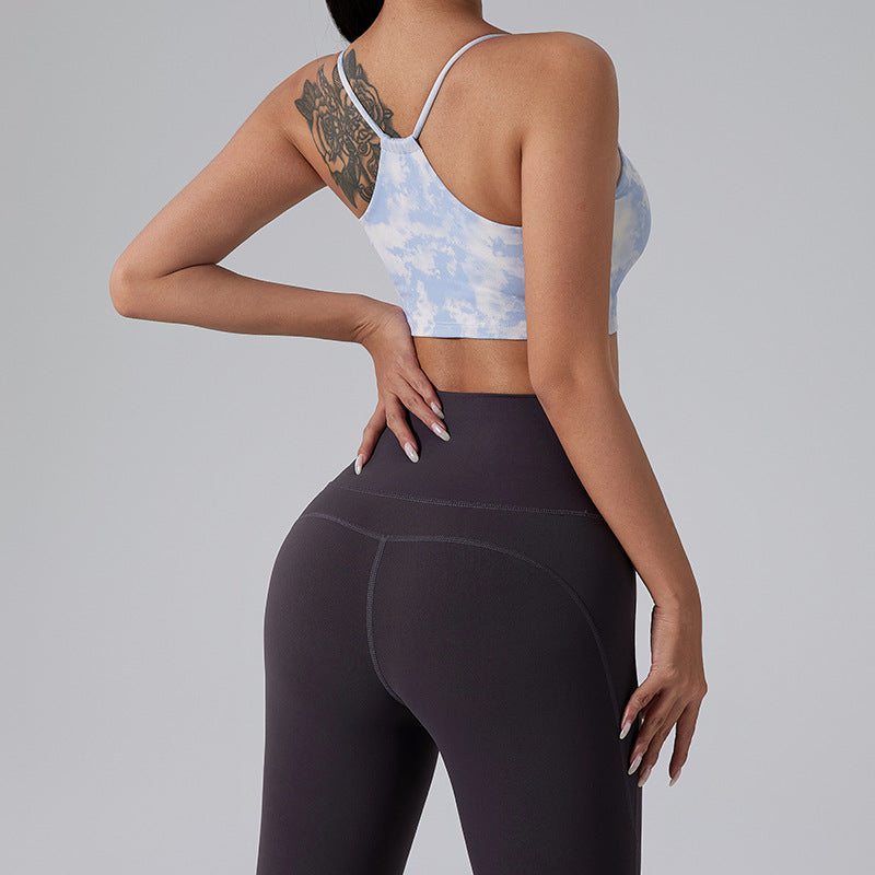 Dame Sporty Crop-Top med marmoreret design og justerbare stropper Stilla