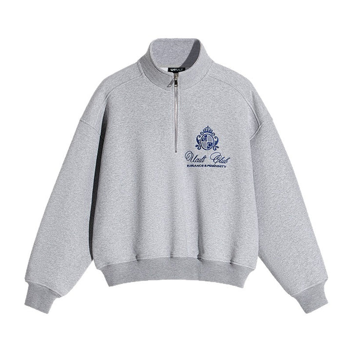 Damer Sommer Zip Sweater med broderi design af høj kvalitet og afslappet pasform Stilla