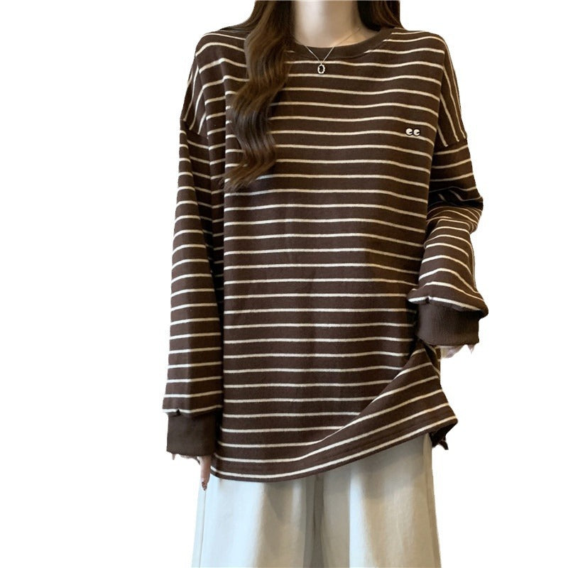 Femme Relaxed Stribet Rundhals Sweatshirt Stilla