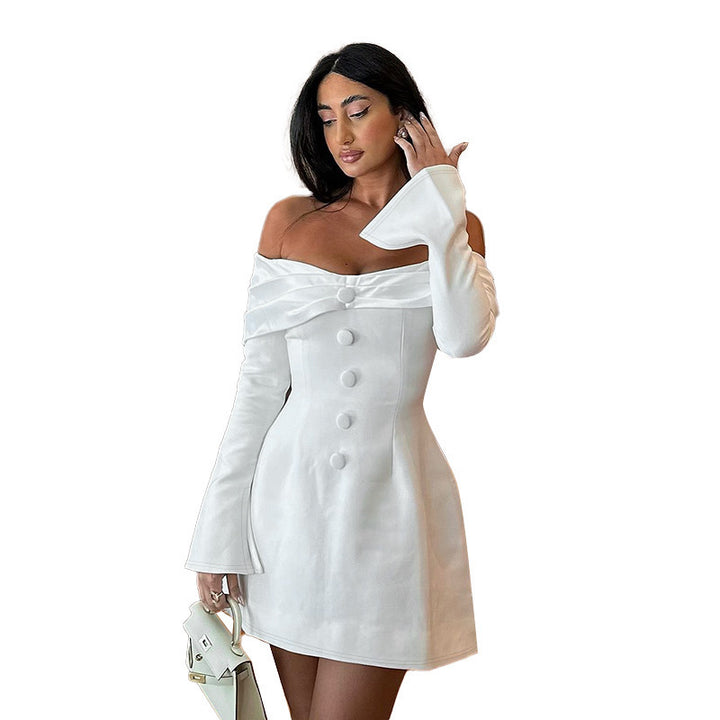 Dame Offshoulder Kjole med elegant Krave Stilla
