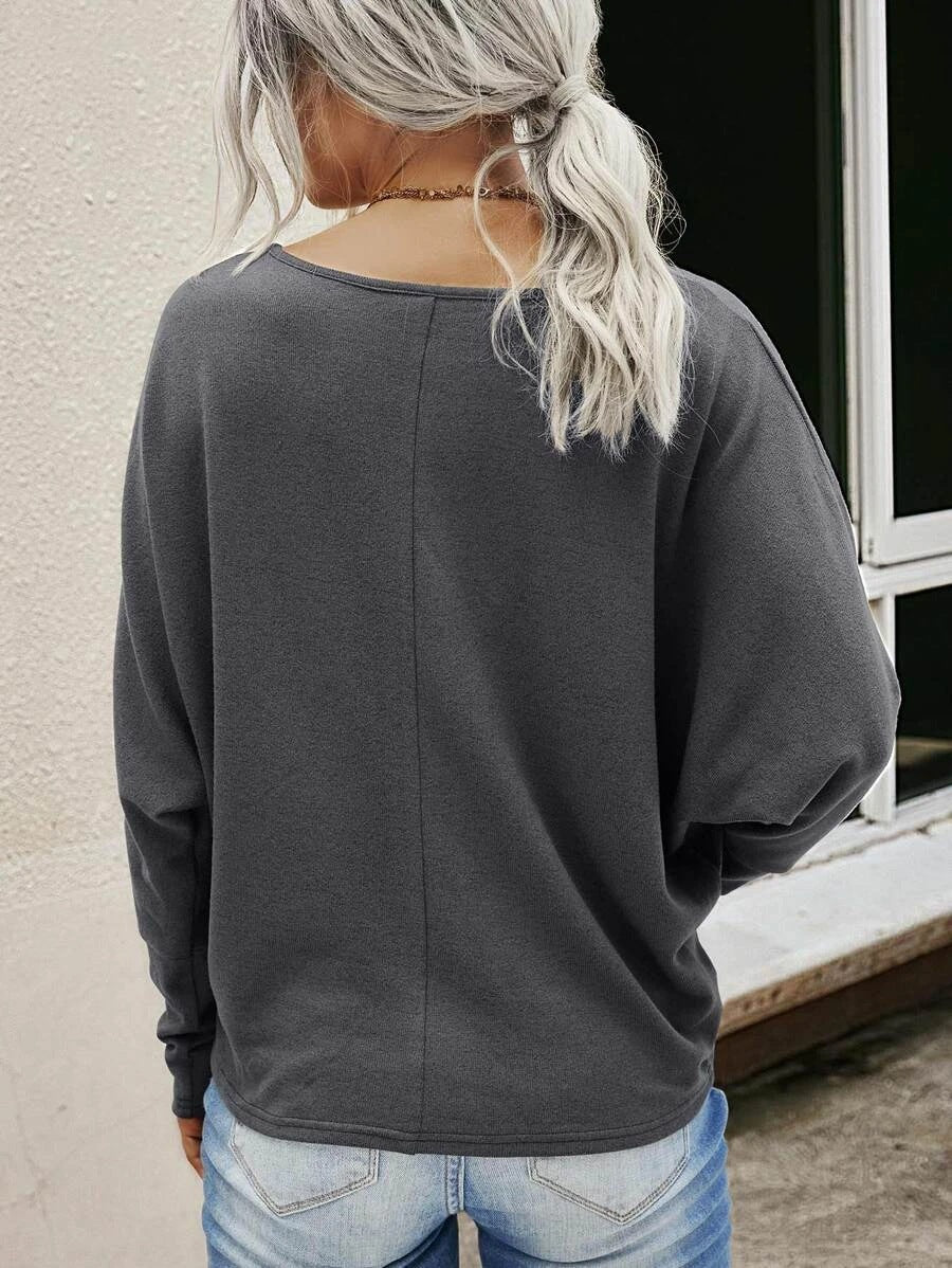 Stilla | Afslappet Langærmet Rund Hals Top Bluse