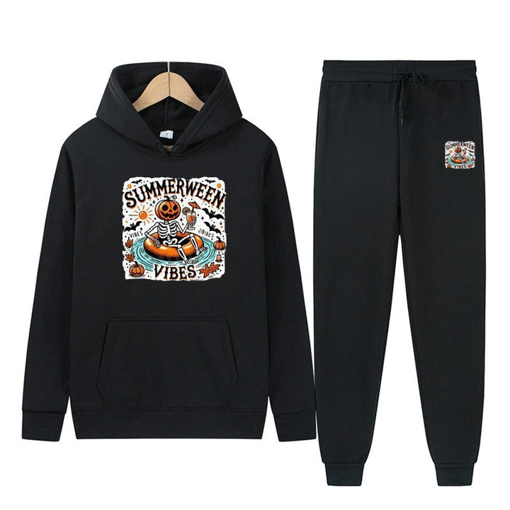 Kvinders hoodie og joggingbukser sæt med festligt Halloween motiv Skovae