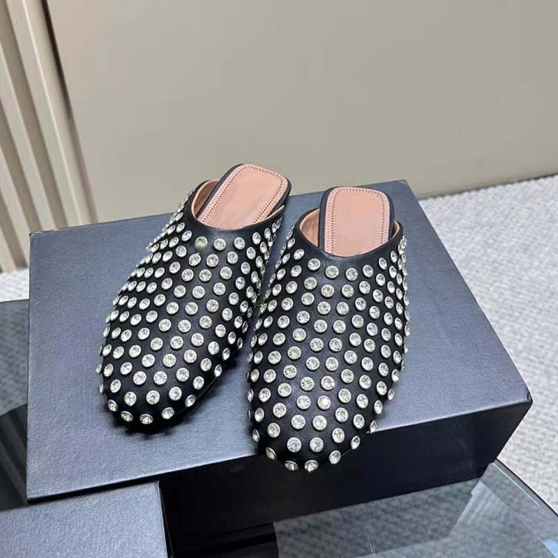 Dame med strass dekoreret slide mules Stilla