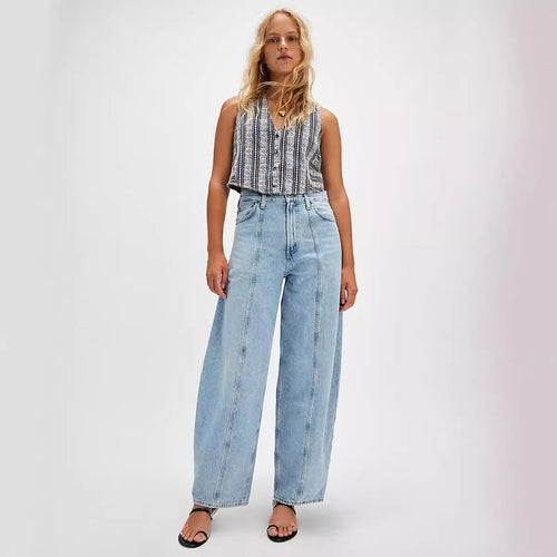 Dame bredt skåret jeans med høj talje Stilla