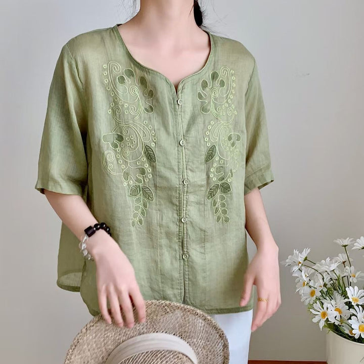 Femme Bestikset Button-Up Linned blouse Stilla