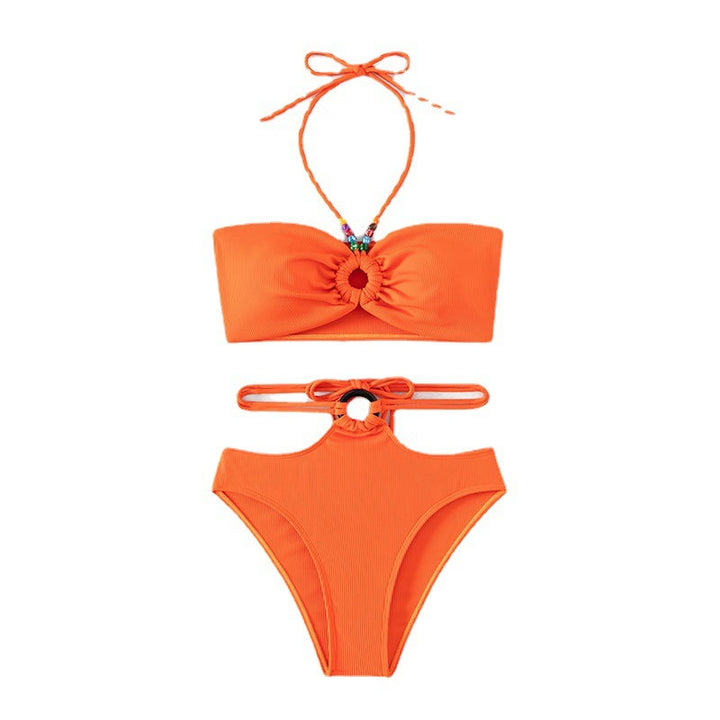 Dame bikini-sæt med moderne indpakningsoverdel og højt skåret underdel Stilla