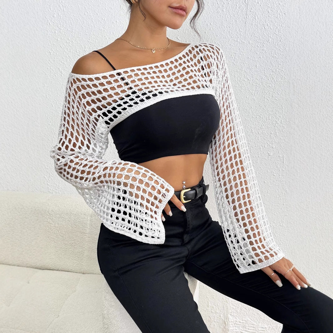 Damer Smart Hæklet Mesh Crop Top Stilla