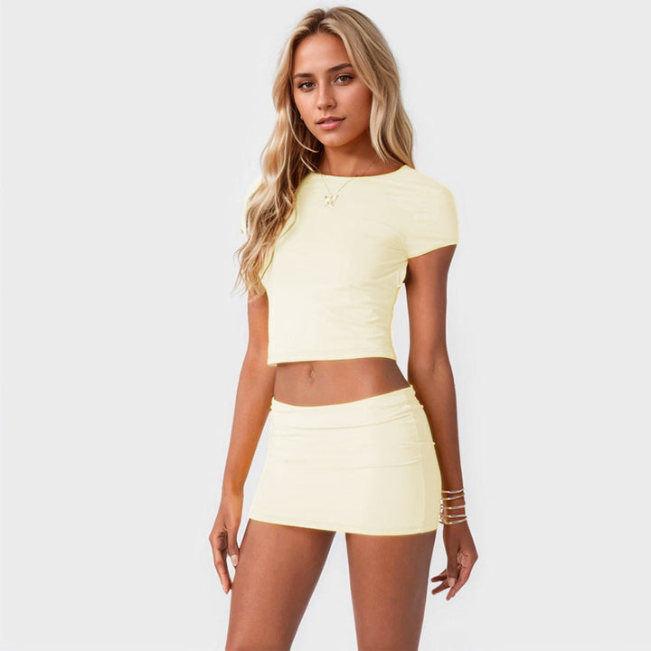 Kvinders Crop Top og Mini Skirt Sæt Stilla