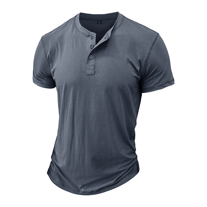 Herrer Henley-T-shirt med knaplukning og moderne pasform Stilla