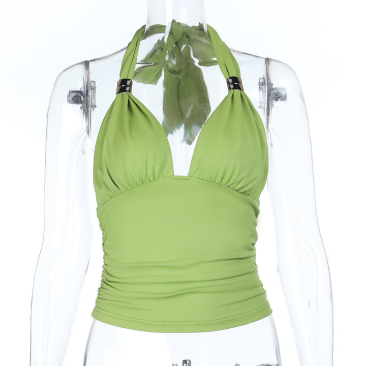 Dame sporty tankini top med sofistikerede volangdetaljer og justerbar strop Skovae