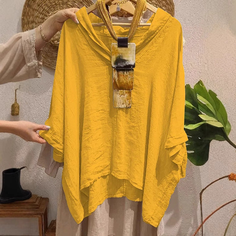 Dame afslappet oversized bluse med hætte og løs pasform Stilla