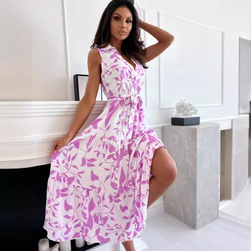 Dame Elegante Vavkjole med blomsterdesign og figursyet snit Stilla
