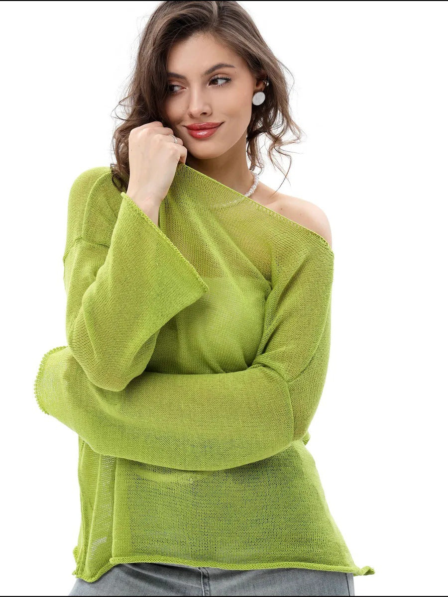 Damer luftig off-shoulder sweater med bred pasform lavet af fin strik kvalitet Stilla