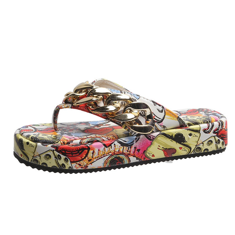 Dame plateau-sandaler med glamorøs kæderem Stilla