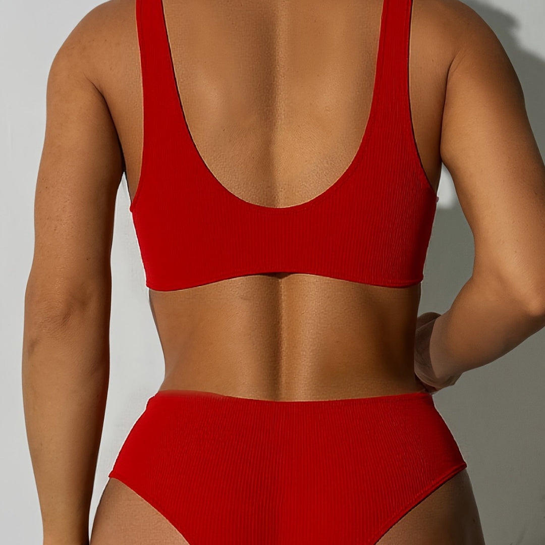 Dame Sporty Bikini-sæt med bindebånd top og højt skårne trusser Stilla