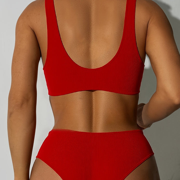 Dame Sporty Bikini-sæt med bindebånd top og højt skårne trusser Stilla