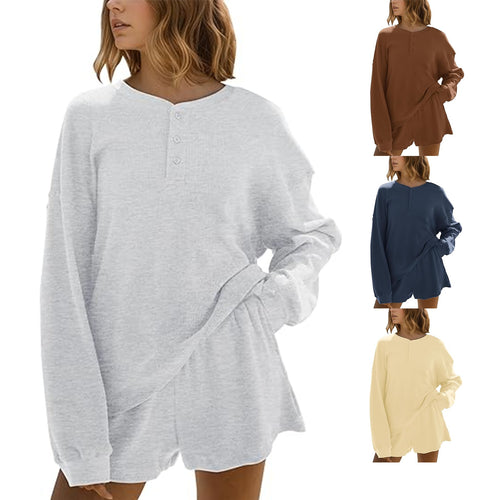 Kvinders afslappede langærmede skjorte sweater med knappedetaljer Stilla