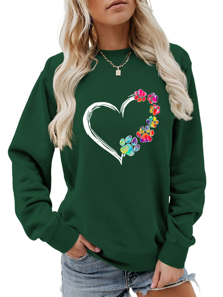 Kvinders sweatshirt med kreativ pote hjerte design Stilla