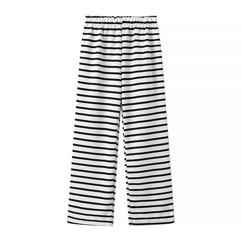 Dame Chic Culotte-bukser med elastisk bund og moderigtigt stribemønster Stilla