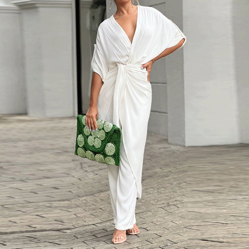 Dame Elegant Wrap Jumpsuit med Casual Design og Talje Definition Stilla