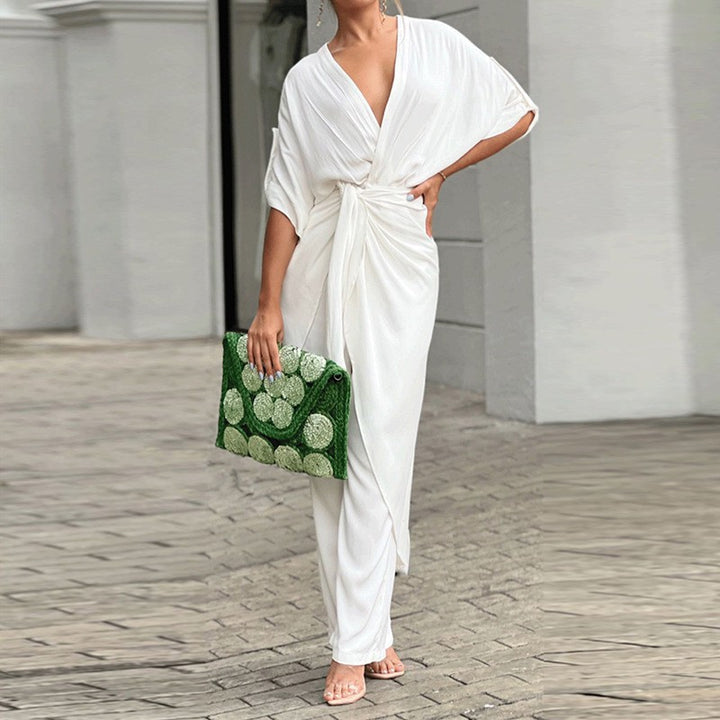 Dame Elegant Wrap Jumpsuit med Casual Design og Talje Definition Stilla