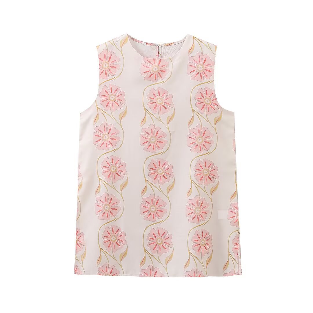 Femme Floral Broderet Ærmeløs Top Stilla