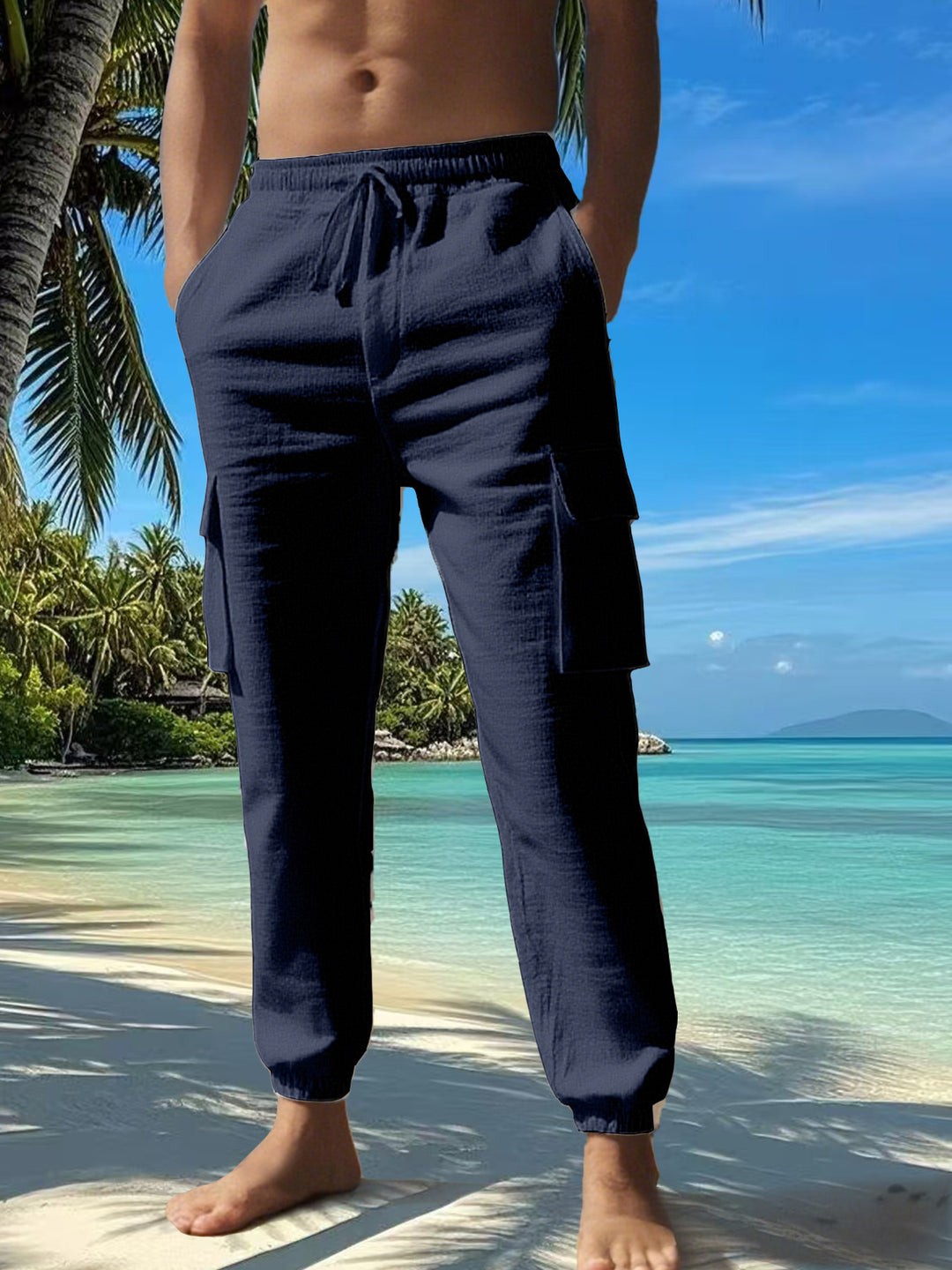 Herren cargobukser med elastisk talje og praktiske lommer Stilla