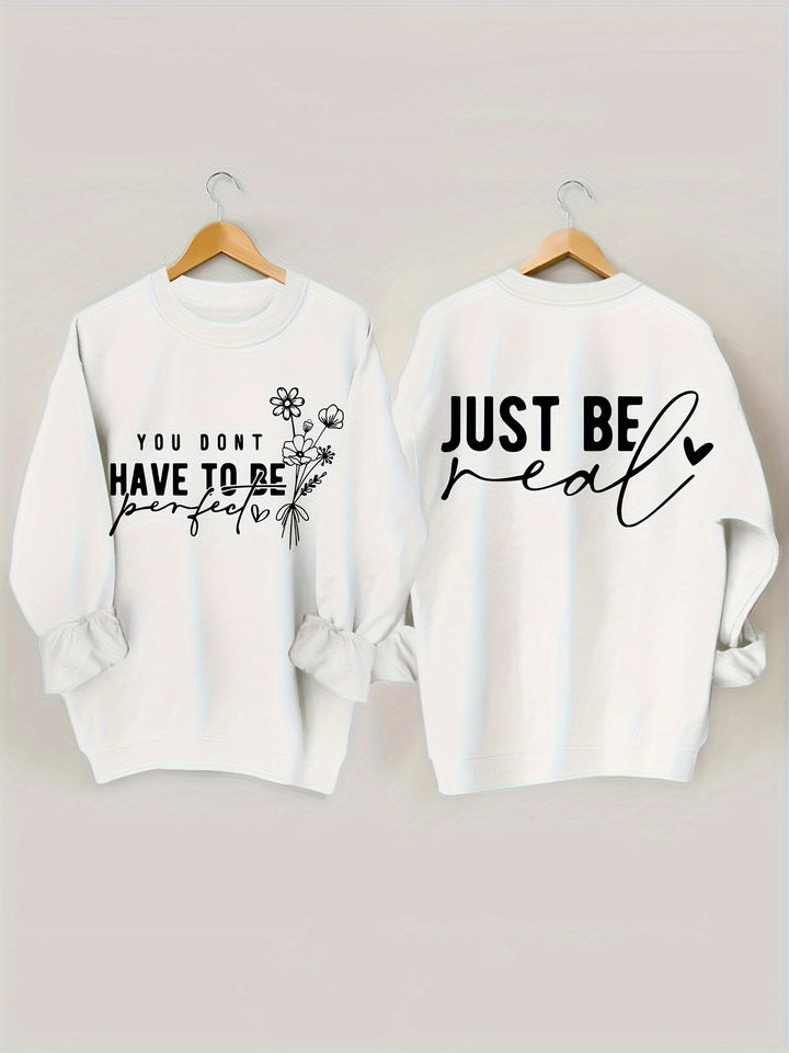 Kvinders afslappede sweater med inspirerende budskaber Stilla