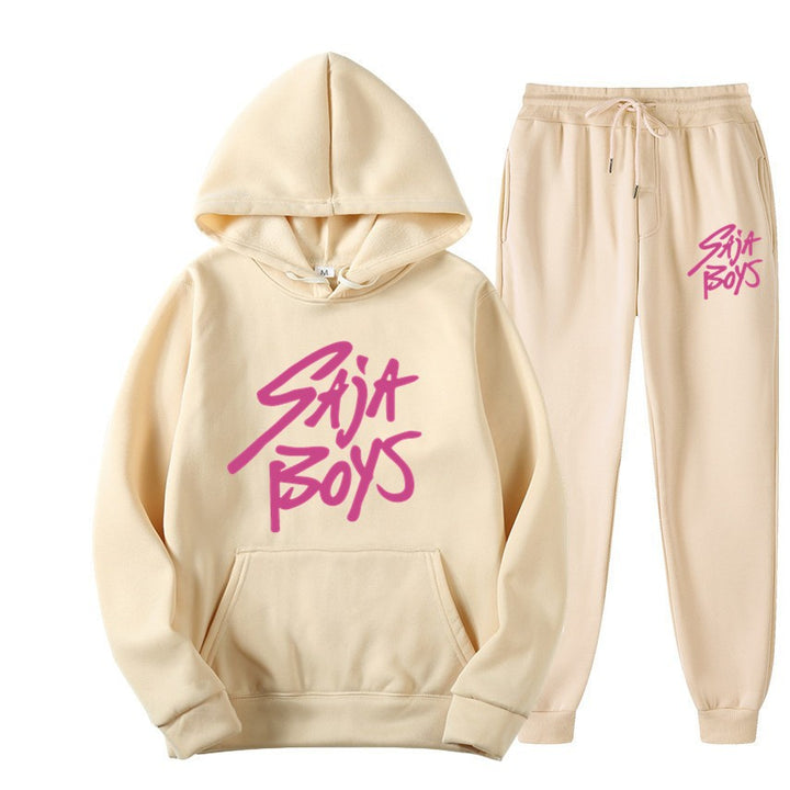 Kvinders hoodie og joggersæt med moderne grafisk print Skovae