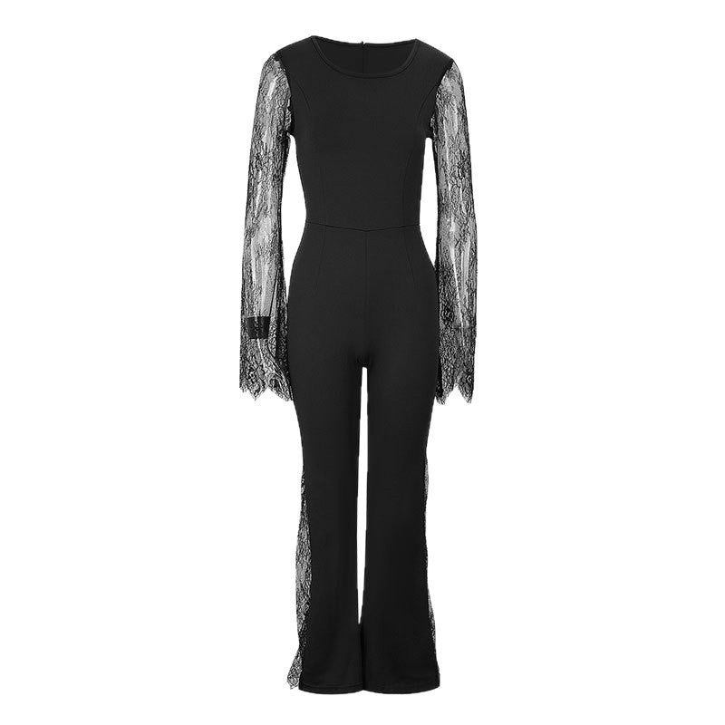 Dame Elegant jumpsuit med skinnende spids og bredt ben Skovae