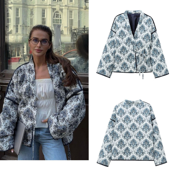 Dame elegant omslagsjakke med blomster mønster Stilla