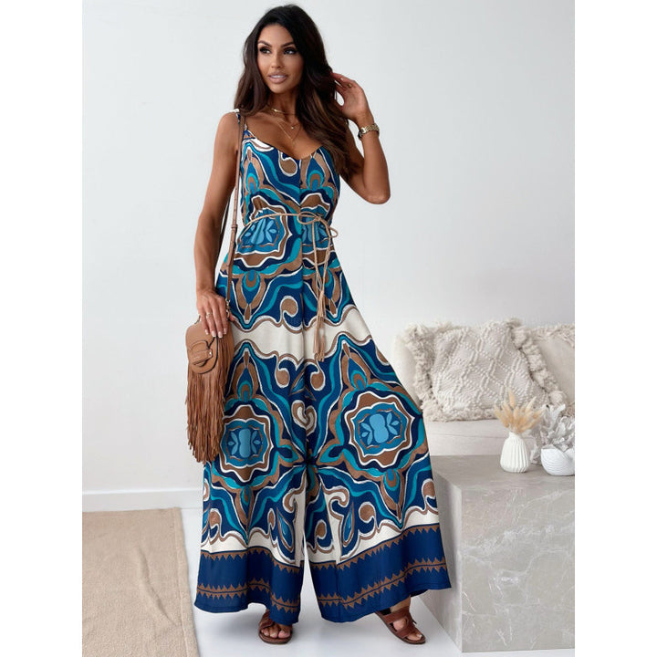 Dame Floral Print Maxi-Overall med Taljebælte Stilla