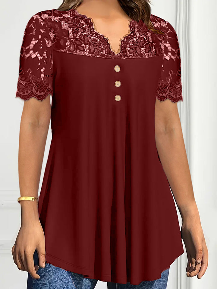 Damebluse med spidsdetaljer Stilla