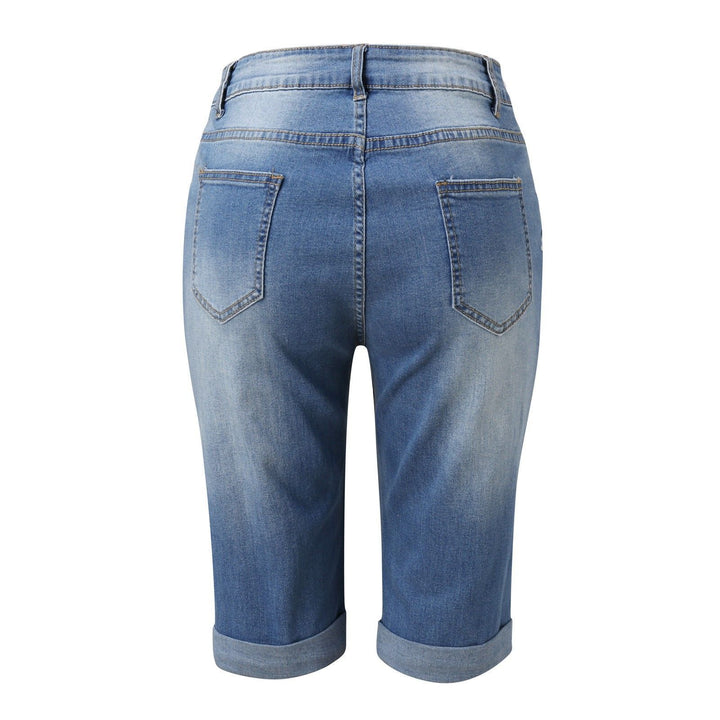 Dame Modeødelagte Denim-Shorts med Høj Talje og Revne Detaljer Skovae