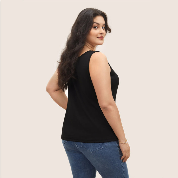Dame ærmeløs tanktop med svingende V-hals Skovae