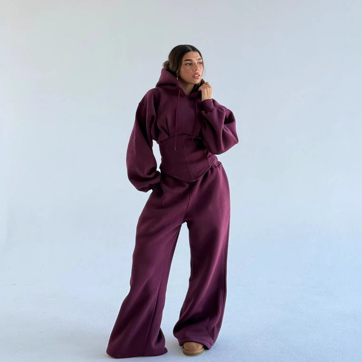 Kvinders Oversized Hoodie og Bred Bukser Sæt Chic & Stilfuld